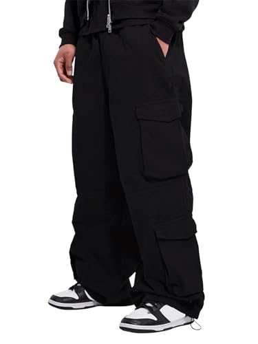 Verdusa Men's Casual Pocket Side Drawstring Waist Loose Joggers Cargo Pants