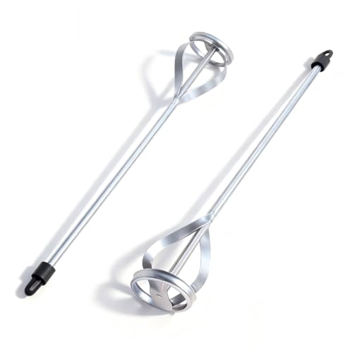 2 batidoras, batidora de pintura y mortero de acero galvanizado, batidora de mortero, eje hexagonal, cesta para mezclador de mortero, para pegamento, pintura, cemento, hormigón, pegamento, yeso