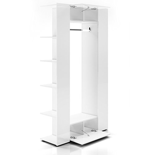 Preisvergleich Produktbild VICCO Garderobe Flurgarderobe Schrank Kompaktgarderobe Dielenschrank Wandschrank Regal Paneel Flur Schrank Schuhregal Hochglanz Weiß