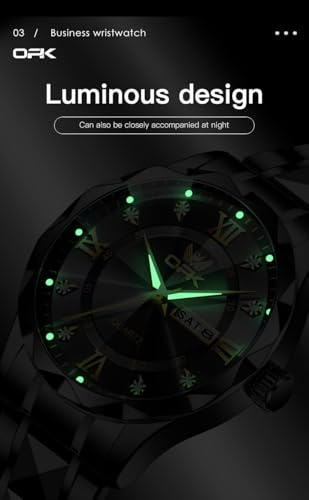 Image of OPK Watches for Men Diamond Roman Analog Mens Watches Waterproof Large Stainless Steel Men Wrist Watch Business Father Gift Watch