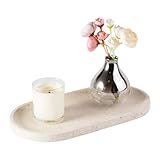 Erongoo Marmor Tablett Organisationstablett Catchall Gobi Desert Moca Cream, Natürliches Luxus-Marmor Tablett für Wohnaccessoires & Waschtisch, Ovale Steinablage für Parfüm und Schmuck