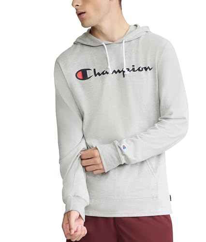 Champion Men's Pullover Jersey T-Shirt Hoodie, Standard Fit, Midweight, Script Logo, Oxford Gray Heather - Classic Script Logo, XX-Large - image 1