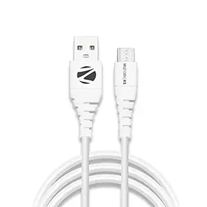 Zebronics MU2100V High quality 2.1A micro USB cable with 1 meter length, Data transfer support and Smartphone / tablet compatible usage(White) at Rs. 49