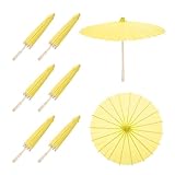 ombrelli di carta cinesi Ombrelli di carta fai da te, Dimensioni: 60cm/23.6 pollici, Colore: Giallo, Nella confezione: 6 pezzi x ombrello parasole di carta.