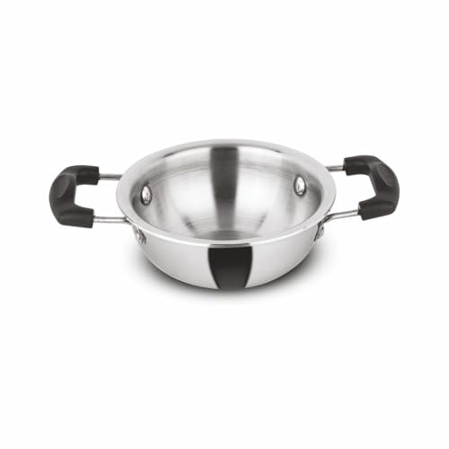 Image of Orange Triply Cute Series Mini KadaiTadka Pan 0.400 ml,(0.4L) | Heavy Bottom| Induction Friendly|2.5mm Thickness|Cool Touch Bakelite Stainless Steel Handle | 5Year Warranty