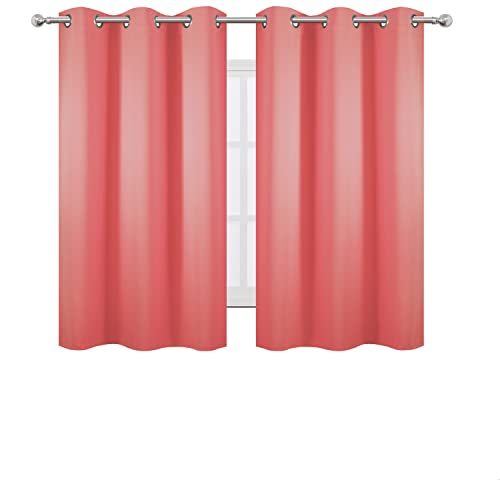 Image of LEMOMO Blackout Curtains 38 x 54 inch /Coral Curtains Set of 2 Panels /Thermal Insulated Room Darkening Bedroom Curtains