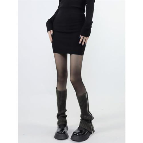 Image of Leg Warmer Personalized Warmth Zipper Knitted Leg Socks Y2K Cool Spicy Girls' Calf Cover