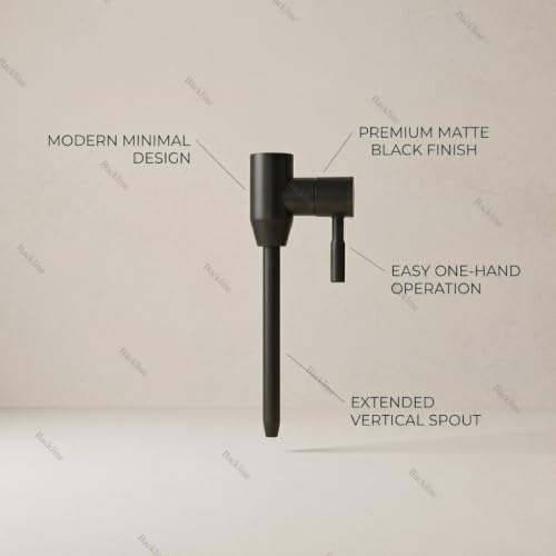 Image of Backline Matte Black SS 304 Stainless Steel RO Water Purifier Faucet Tap with 1 /4 Inch Pipe & Fittings - Leakproof Cabinet Mount Extender for Kitchen RO System