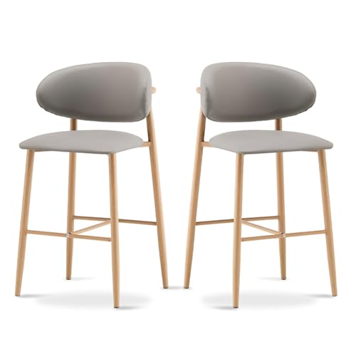 Tabourets de bar design en similicuir texturé et pieds en métal noir pour salle à manger