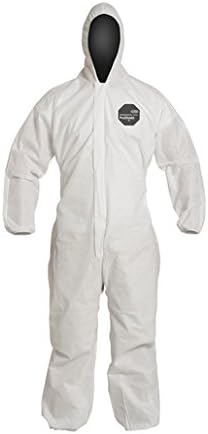 DuPont 2X White 12 mil ProShield(R) Basic Chemical Protection Coveralls With Serged Seams, Front Zipper Closure, Attached Hood And Elastic Waist, Wrists And Ankles. Sold by 25 / EA
