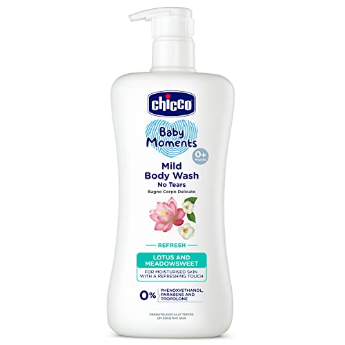 Chicco Baby Moments Mild Body Wash Refresh, New Advanced Formula With Natural Ingredients, No Tears & Soap-Free, Mild Formula For Babys Body Wash, No Phenoxyethanol And Parabens (500Ml)