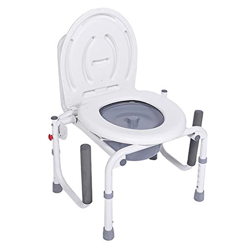 Toilettenrahmen Klappbarer Toilettenstuhl | Nachtstuhl Toilettensitz mit Armlehnen Bad Sicherheitsrahmen Duschstuhl Höhenverstellbar für ältere Menschen, Erwachsene max. 150 kg