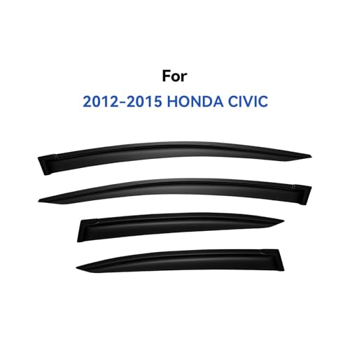 Image of Window Visors Rain Guards for 2012 2013 2014 2015 Honda Civic, Out-Channel Window Vent Wind Deflectors Visors Shades for 12 13 14 15 Civic Sedan