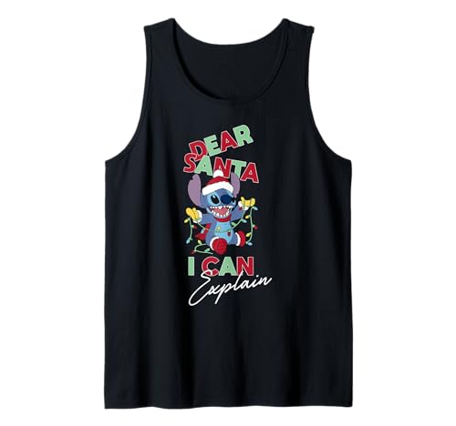 Camiseta de Stitch Disney navideña sin mangas con cuello redondo para fans