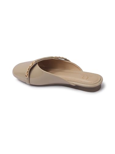 Image of Carlton London Women's Glossy Chain Detail Comfort Mules