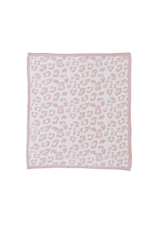 Image of Barefoot Dreams® CozyChic® Baby Blanket, Barefoot in the Wild, Ultra Soft Plush Jacquard Microfiber Cozy Blanket for Baby Shower Gifts, Lightweight Comfort, One Size, Dusty Rose-Cream