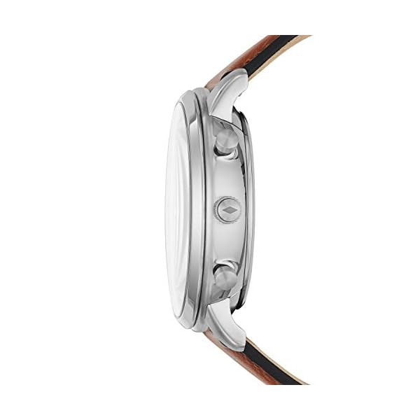 Fossil Men's 44mm Neutra Stainless Steel and Leather Hybrid Smart Watch, Color: Silver, Brown (Model: FTW1178)