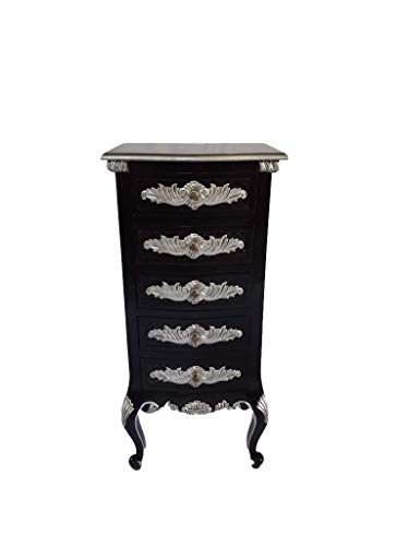 D&S Vertriebs GmbH - Cassettiera stile barocco, altezza 120 cm, colore: Nero/Argento