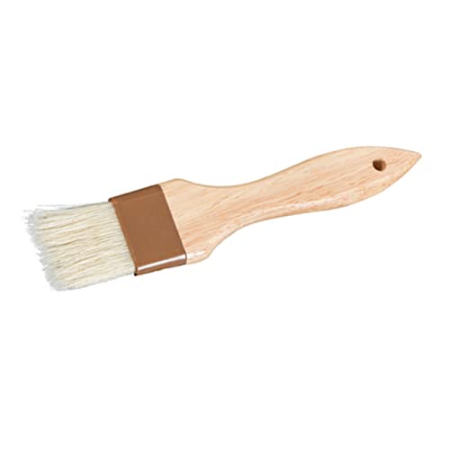 Cabilock 1Pc Wooden Handle Wool Basting Brush High Temperature Bbq Oil Brush for Baking Grilling and Roasting for Meats Vegetables and Desserts Non Shedding Bristles Easy