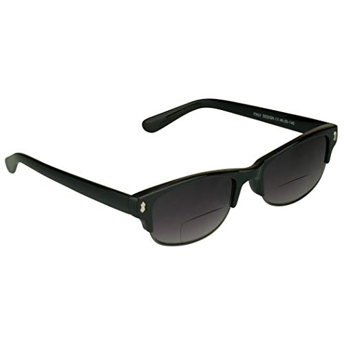 proSPORT Bifocal Glasses +2.00 Half Rim Smoke Lens Black Frame with Stud Bi-focal Glasses