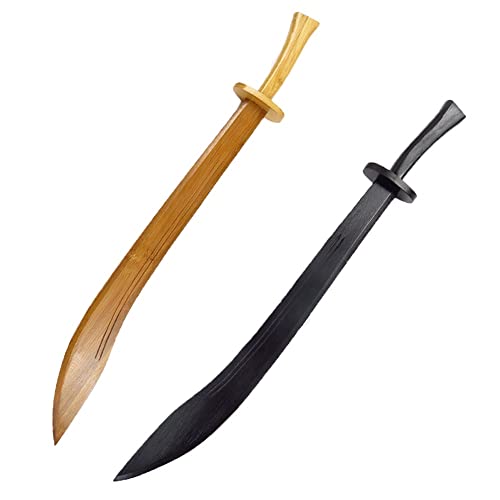 HXSM Kung Fu Schwert Holz Tai Chi Schwert Übungsschwerter Sichere Trainingswaffe Schwarz Klassischer Säbel Dao Mit Blutrinne, 85cm (Color : Wood+Black Katana) Cover