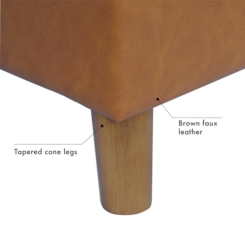 Image of HomePop 24 inch Dinah Collection Storage Ottoman - Carmel Faux Leather