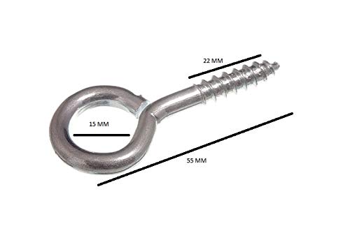 ONESTOPDIY.COM Lot de 1000 crochets fermés à visser n°12 – 5,5 mm x 55 mm – BZP (placage zinc brillant)