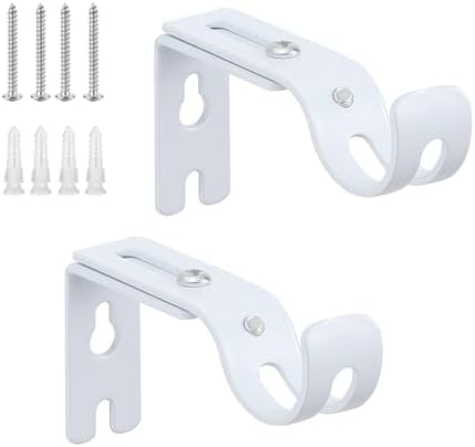 4-tlg. Gardinenstangenhalterung Silber - Verstellbare Vorhanghalter Aus Eisen | Für Wohnzimmer & Schlafzimmer