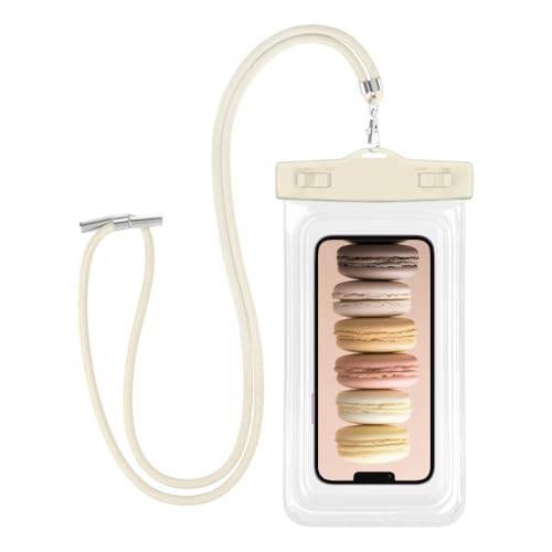 MOTTERU (モッテル) ベーシック 防水ケース IP68 防水テスト合格 ネックストラップ 写真撮影/通話/操作 全機種対応(6.7インチまでのスマートフォン) アーモンドミルク MOT-WPCGD-AM