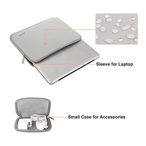 Image of MOSISO Laptop Case 13.3 inch, 13-13.3 inch Laptop Sleeve Bag Compatible with MacBook Air /Pro 13 /Pro 14 M5 M4 M3 M2 M1, HP Dell ASUS Lenovo, Neoprene Computer Sleeve Bag with Small Case, Light Gray