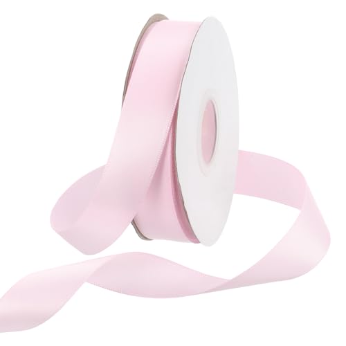 Rebower 1 Inch 25 Yard Satin Ribbon Thick Double Face Grosgrain Silk Ribbon, [for Gift Wrapping, Hair Bows, Wedding, Cake, Flower] - Pale Pink