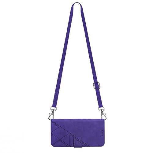 Housse cuir Samsung Galaxy A33 A72 violette avec sangle bandoulière porte-carte et collier de cou