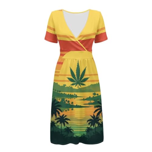 Image of Women's Summer Dresses Short Sleeve Formal Dresses with Pockets | Lightweight polyester fabric delivers cool airflow during hot summer outdoor activities