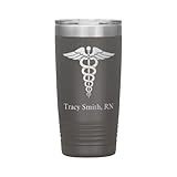 JFWcreations Personalized Registered Nurse Tumbler With Name - RN Gift - 20oz Insulated Engraved Stainless Steel RN Cup Pewter