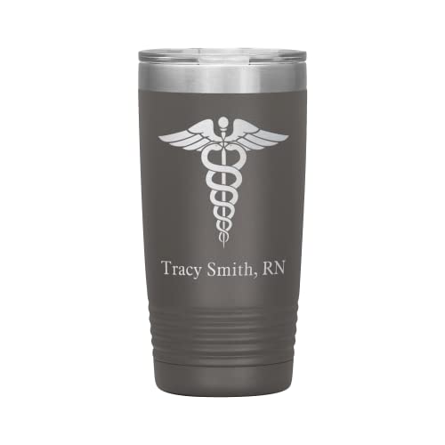 JFWcreations Personalized Registered Nurse Tumbler With Name - RN Gift - 20oz Insulated Engraved Stainless Steel RN Cup Pewter