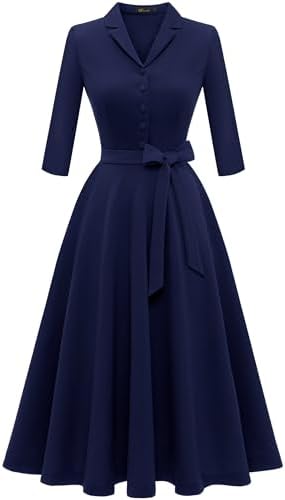 Wedtrend 1940s Dresses for Women 3/4 Sleeve Vintage Tea Party Dre...