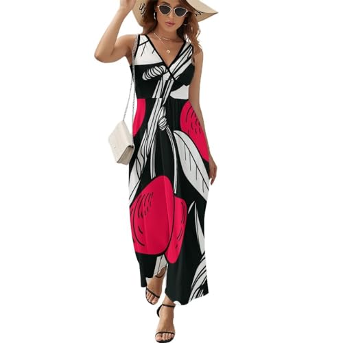 Robe longue d'été sans manches avec col V profond pour un confort frais et respirant