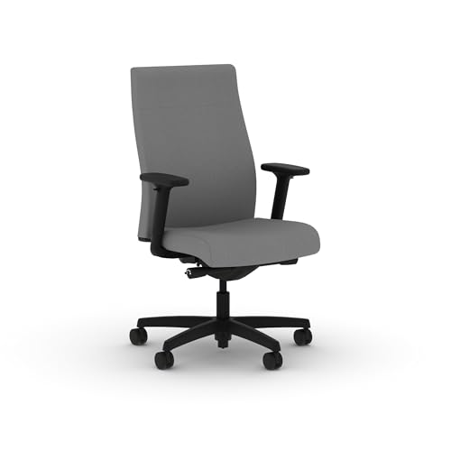 Image of HON Ignition 2.0 Ergonomic Office Chair with Adjustable Arms, Advanced Synchro‑Tilt Recline, Upholstered Desk and Computer Chair for Home Office or Workstation, Black Frame, Frost