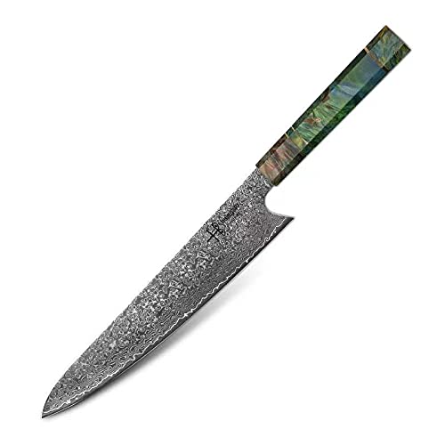 Damascus Chef Knife Gyuto Hajegato Unique One of Kind Handle