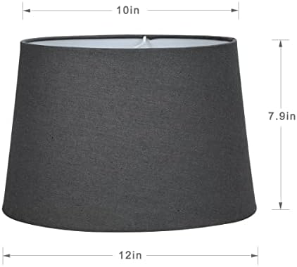 LAMPWELL LEKKA Spider Cloth Lamp Shade for Desk Lamps ,Bedside Lamps,Flooring Lamps,Medium Barrel,12"×10"×H7.9",Linen, Handmade,Fashionable Stylish Ornamental,Black 2 318MsJVWz3L. AC