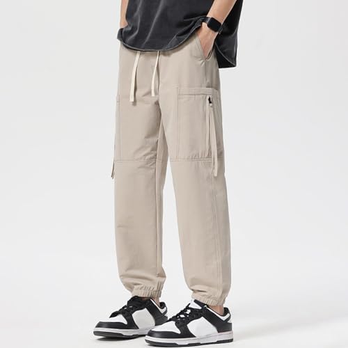 XYXIONGMAO Men's Black Loose Hip Hop Casual Sweatpants Pleated Overalls Techwear Streetwear Joggers Multi-Pocket Cargo Pants3