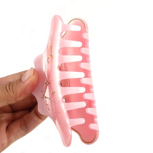 Libra Zodiac Constellation Hair Claw with Rhinestones, Pink Personalized Acetate Hair Clip for Women Gift 1 Piece