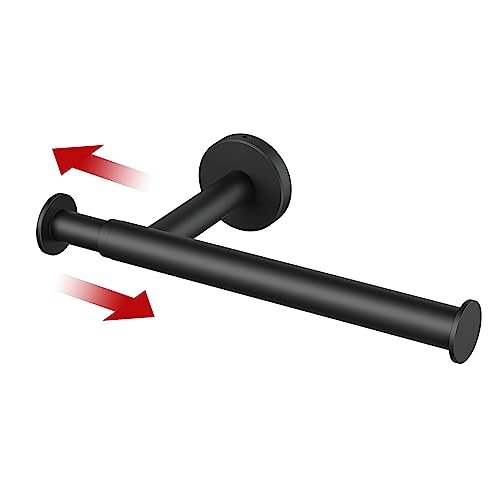 Tindbea Toilet Paper Holder, Extendable Double Toilet Paper Roll Holder Wall Mount, Sus304 Stainless Steel Rustproof Bathroom Tissue Holder (Matte Black) #TOP5