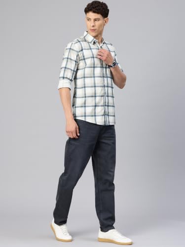 Image of Majestic Man Comfort Slim Fit Pure Cotton Checked Casual Shirt