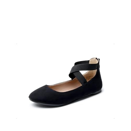 DREAM PAIRS Women's Comfortable Fashion Elastic Ankle Straps Flats Shoes Black 9