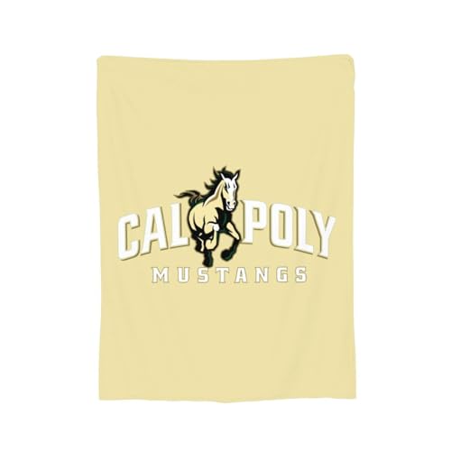 XRPUONG Cal Poly Mustangs Fleece Blanket Very Soft Microfiber Flannel Blanket for Couch Warm and Cozy