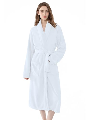 Image of Soft Robe For Women,Warm Plush Bath Robes Female,Spa Towel After Shower Lightweight Long Bathrobe