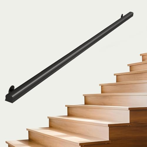 Rampe d'escalier pour intérieur et extérieur main courante bois massif noir barre murale