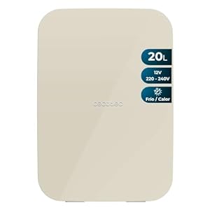 Cecotec Kleine koelkast – Mini-koelkast 20L Bolero MiniCooling 20L Bahamas Beige. 12V-220V, compatibel met auto’s en caravans, 7 tot 65 ºC, koel- en verwarmingsfunctie, gemakkelijk mee te nemen.