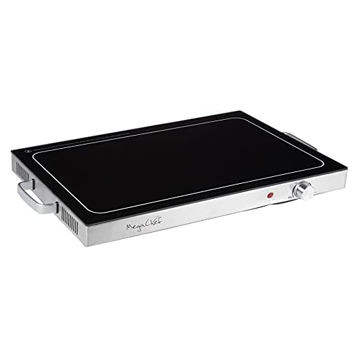Megachef MCWT-9200 Electric Warming Tray with Adjustable Temperature Control, 24 in, Silver, Black